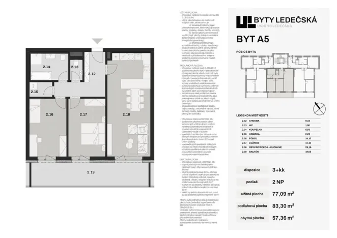 Prodej bytu 3+kk, Havlíčkův Brod, Ledečská, 77 m2