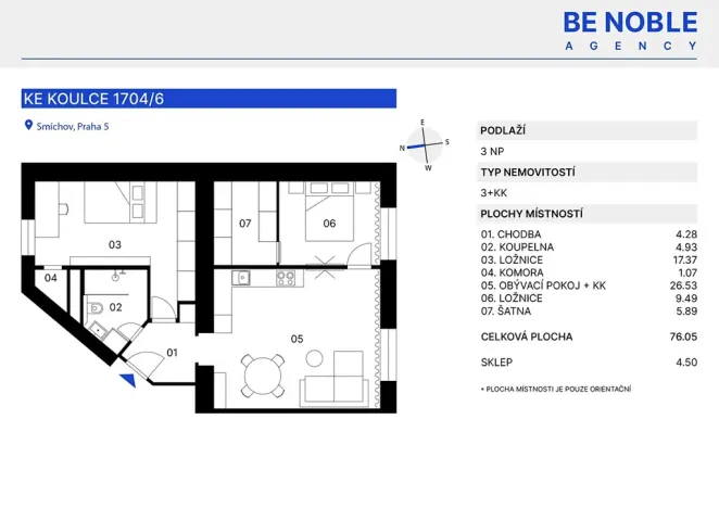 Prodej bytu 3+kk, Praha - Smíchov, Ke Koulce, 76 m2