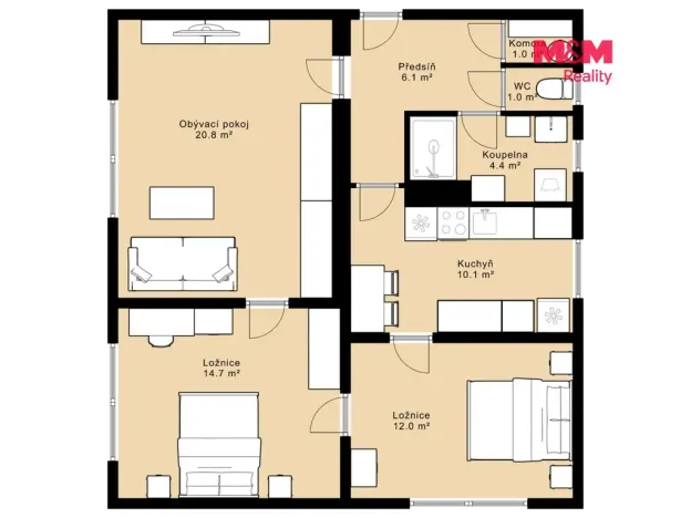 Prodej bytu 3+1, Týn nad Vltavou - Malá Strana, Pod tratí, 70 m2