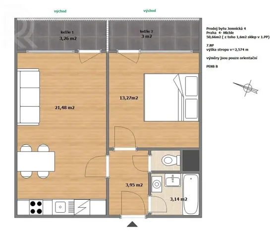 Prodej bytu 2+kk, Praha - Michle, Jemnická, 43 m2
