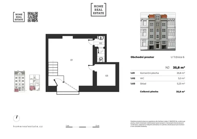 Prodej obchodního prostoru, Praha - Vinohrady, U tržnice, 36 m2