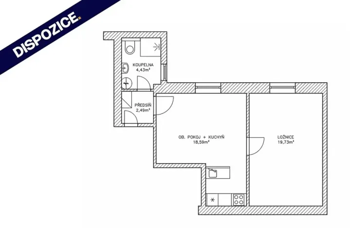 Prodej bytu 2+kk, Praha - Vysočany, Zákostelní, 45 m2