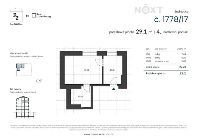 Prodej bytu 2+kk, Praha - Záběhlice, U zákrutu, 27 m2