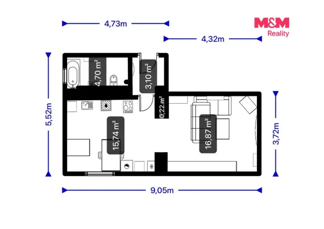 Pronájem bytu 1+1, Horní Slavkov, Dlouhá, 49 m2