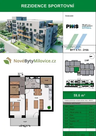 Prodej bytu 2+kk, Milovice, 55 m2