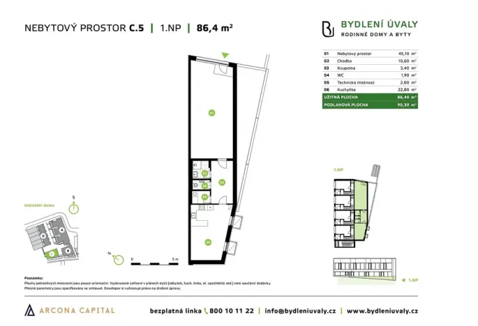 Prodej kanceláře, Úvaly, Škvorecká, 90 m2