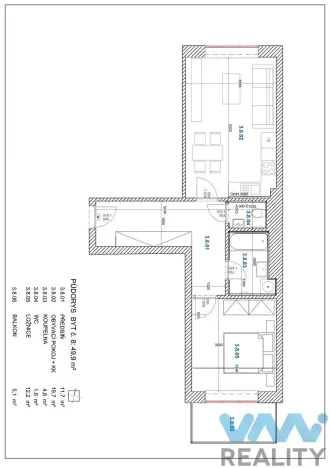 Pronájem bytu 2+kk, Ostrava, 30. dubna, 52 m2