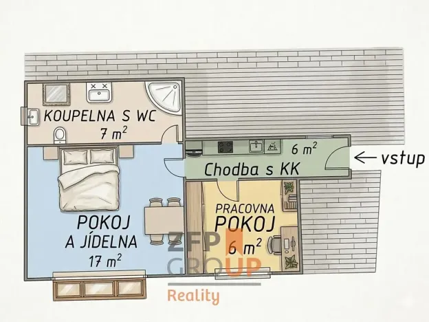 Prodej bytu 2+kk, Brno, Tábor, 36 m2