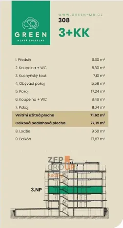 Prodej bytu 3+kk, Mladá Boleslav, 77 m2