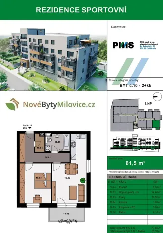 Prodej bytu 2+kk, Milovice, 57 m2