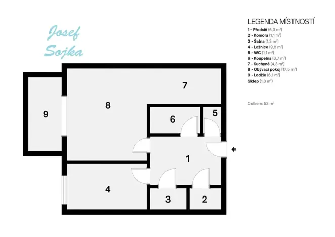 Prodej bytu 2+kk, Brno, Běloruská, 46 m2