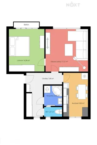 Prodej bytu 2+1, Týn nad Vltavou, Orlická, 54 m2