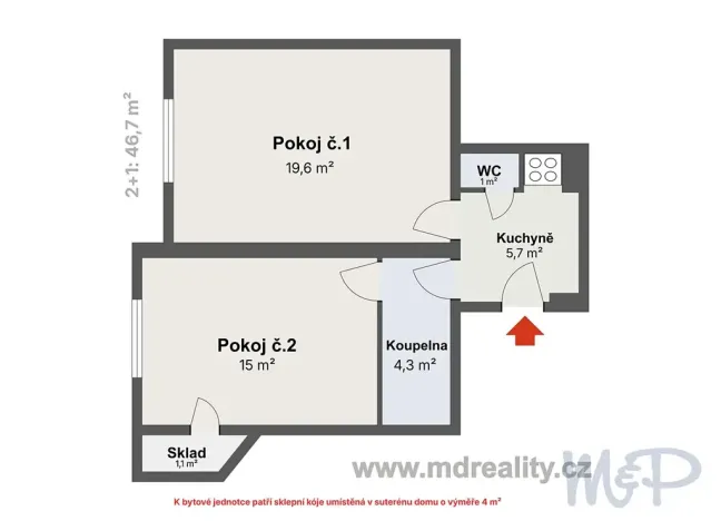 Prodej bytu 2+1, Praha - Libeň, Na žertvách, 46 m2