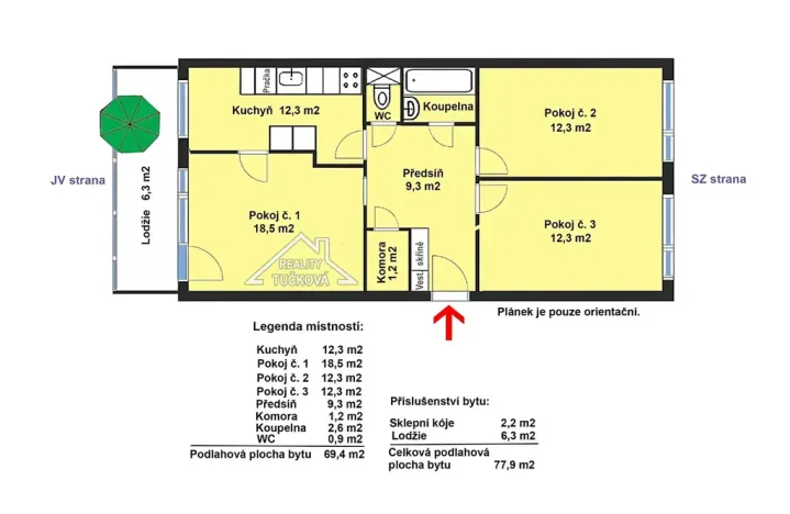 Prodej bytu 3+1, Praha - Modřany, Hausmannova, 69 m2