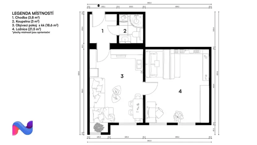 Prodej bytu 2+kk, Brno, Dobrovského, 47 m2