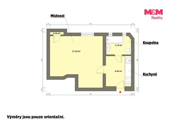 Pronájem bytu 1+kk, Mariánské Lázně, Anglická, 33 m2