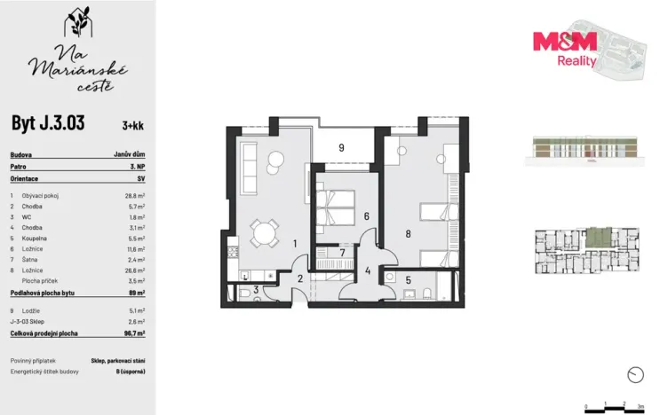 Prodej bytu 3+kk, Brandýs nad Labem-Stará Boleslav, Dřevčická, 80 m2