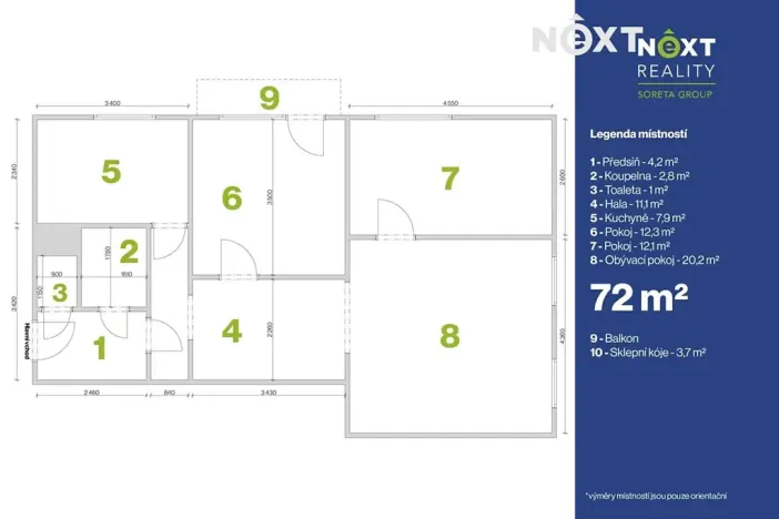 Prodej bytu 3+1, Tábor, Vídeňská, 72 m2
