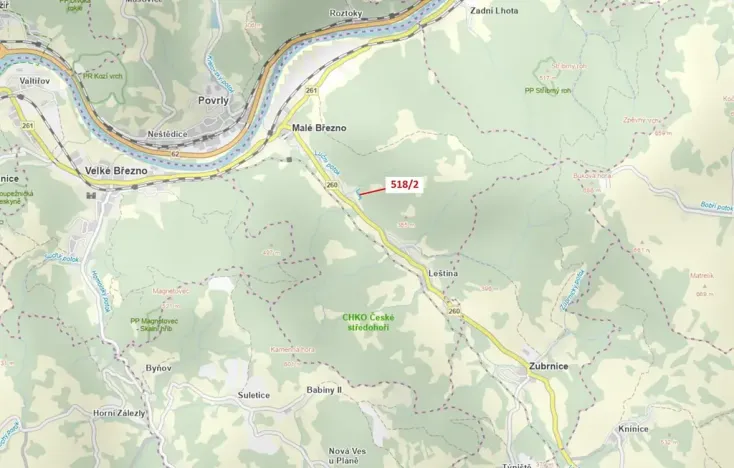 Dražba lesa, Malé Březno, 2957 m2