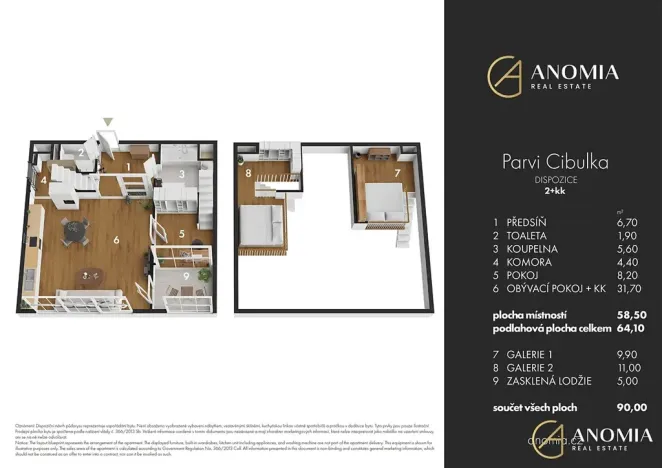 Prodej bytu 2+kk, Praha - Košíře, Naskové, 59 m2