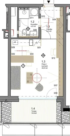 Prodej bytu 1+kk, Praha - Bubeneč, Vítězné náměstí, 35 m2