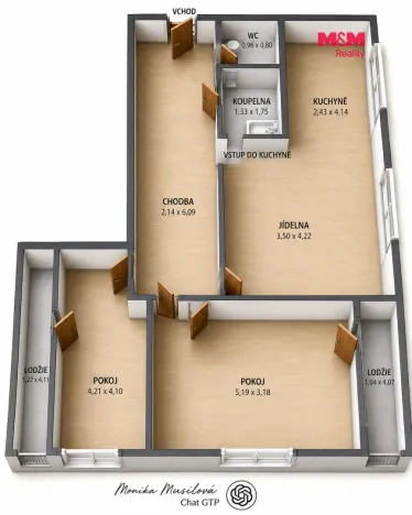 Prodej bytu 3+kk, Havlíčkův Brod, Rozkošská, 74 m2