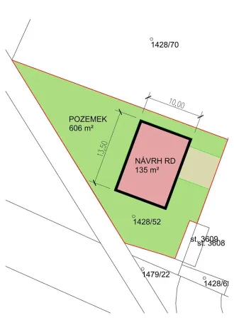Prodej pozemku, Plzeň, Rákosová, 606 m2
