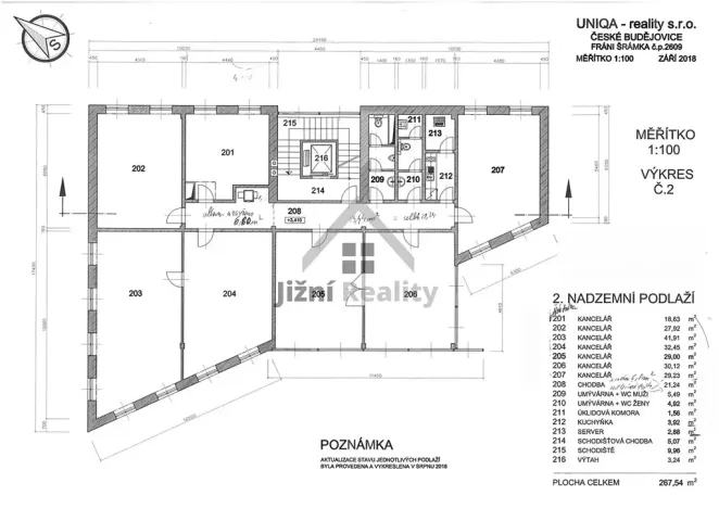 Pronájem kanceláře, České Budějovice, Fráni Šrámka, 250 m2