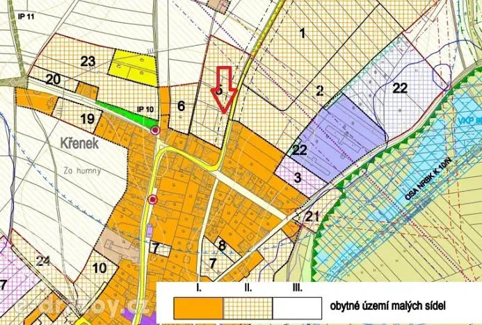 Dražba pozemku pro bydlení, Křenek, 1089 m2