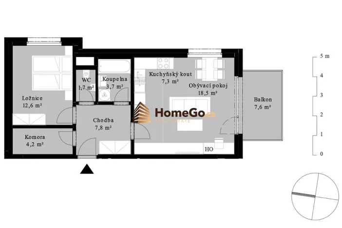 Pronájem bytu 2+kk, Praha - Modřany, Komořanská, 65 m2