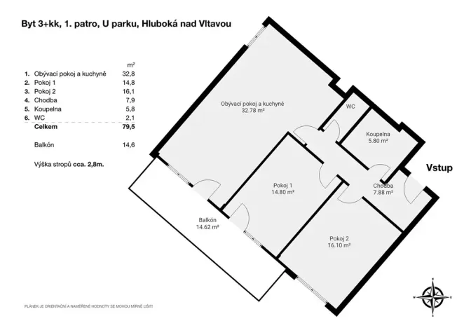Pronájem bytu 3+kk, Hluboká nad Vltavou, U Parku, 82 m2