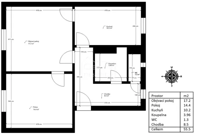 Pronájem bytu 2+1, Žďár nad Sázavou, Brodská, 55 m2