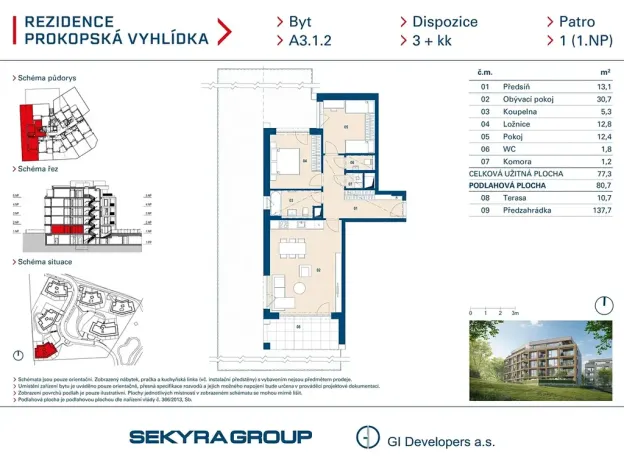 Prodej bytu 3+kk, Praha - Jinonice, Radlická, 77 m2