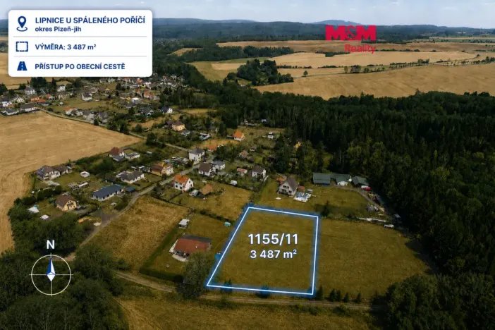 Prodej pozemku pro bydlení, Spálené Poříčí - Lipnice, 3487 m2