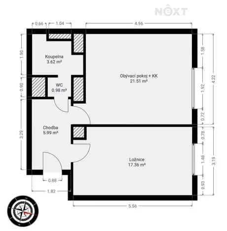 Pronájem bytu 2+kk, Praha - Vršovice, Vršovická, 49 m2