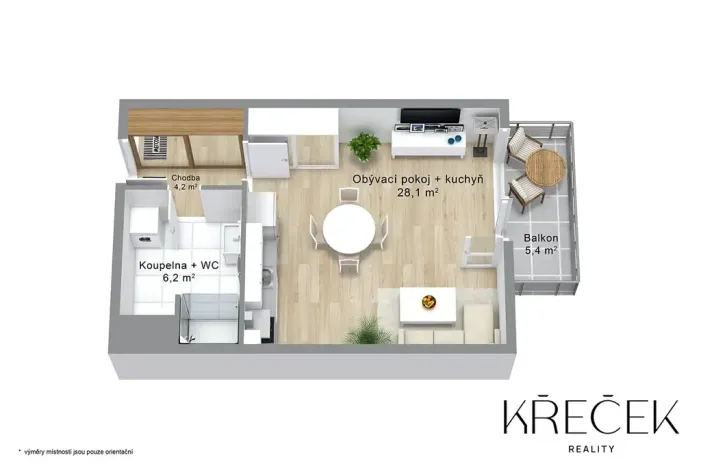 Pronájem bytu 1+kk, Třebíč, Modřínová, 39 m2