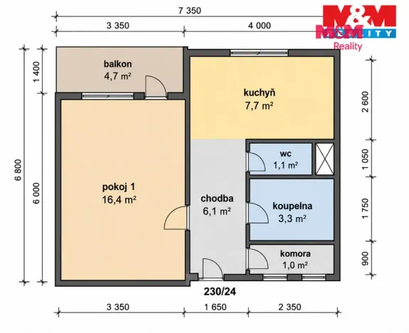 Pronájem bytu 1+1, Radvanice, 36 m2