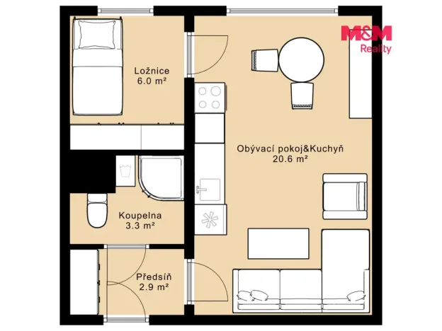 Pronájem bytu 2+kk, Praha - Žižkov, Habrová, 34 m2