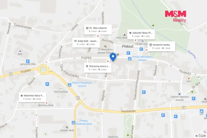 Pronájem kanceláře, Přelouč, Masarykovo náměstí, 50 m2