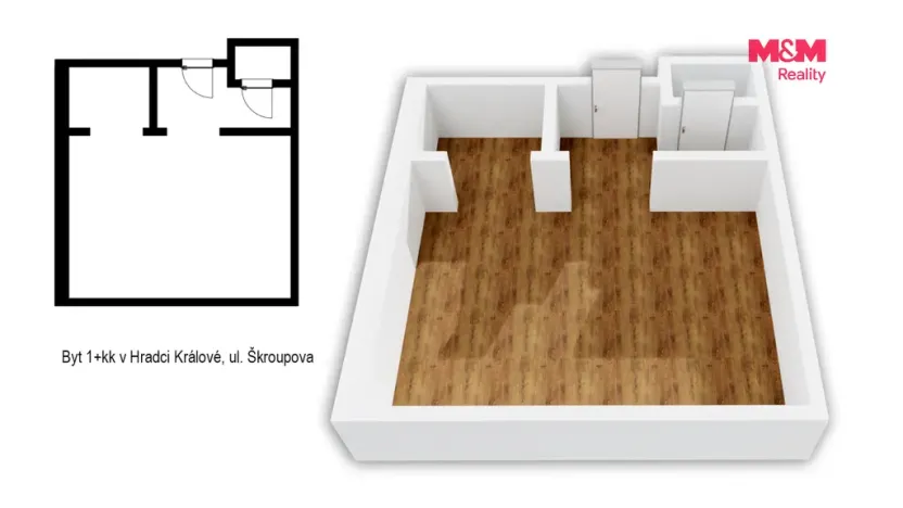 Prodej bytu 1+kk, Hradec Králové, Škroupova, 34 m2