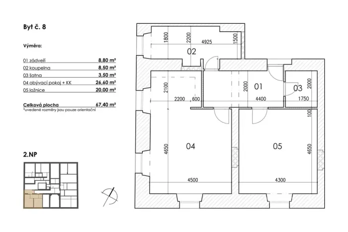 Prodej bytu 2+kk, Postupice, Blanická, 67 m2