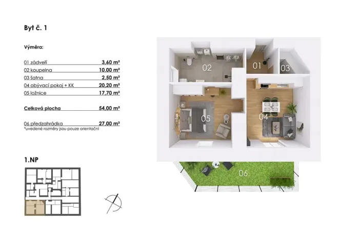 Prodej bytu 2+kk, Postupice, Blanická, 54 m2