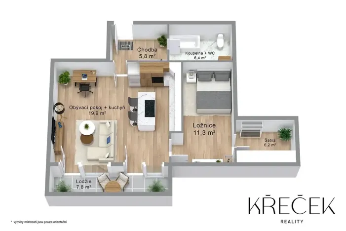 Pronájem bytu 2+kk, Třebíč, Tomáše Bati, 55 m2