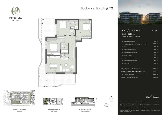 Prodej bytu 4+kk, Praha - Dolní Chabry, U Václava, 106 m2