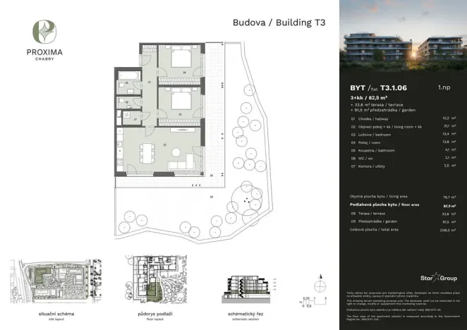Prodej bytu 3+kk, Praha - Dolní Chabry, U Václava, 82 m2