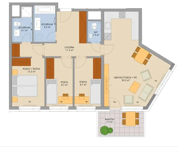 Prodej bytu 4+kk, Praha - Hlubočepy, Gollové, 90 m2