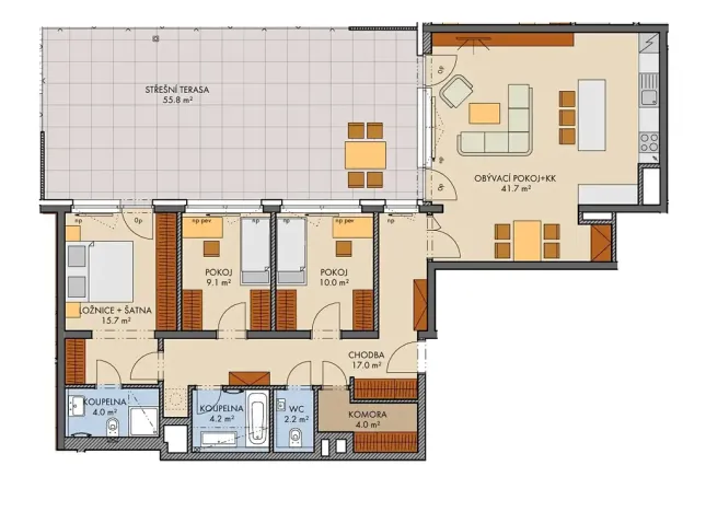 Prodej bytu 4+kk, Praha - Dolní Měcholupy, Honzíkova, 113 m2