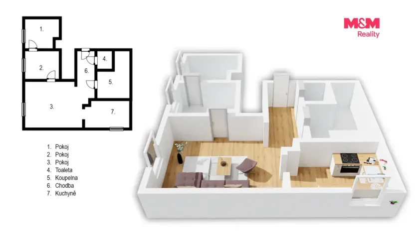 Prodej bytu 3+1, Kněževes, Štrosova, 55 m2