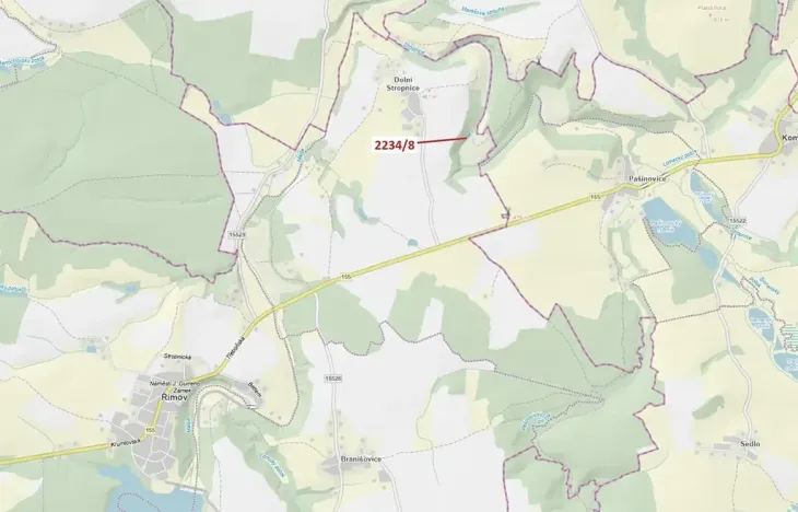 Dražba pozemku, Římov, 682 m2