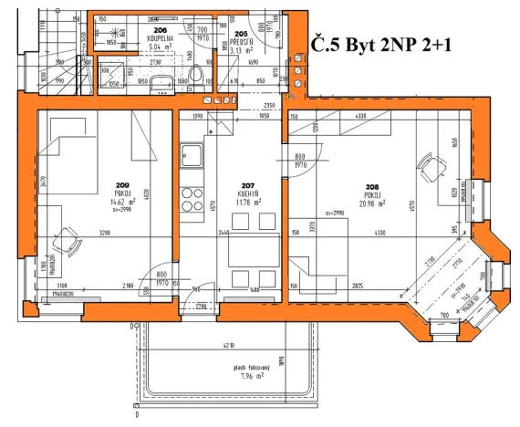 Pronájem bytu 2+1, Hradec Králové, V Lipkách, 56 m2